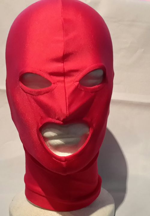 Stretch Hood Eye And Mouth Holes Red.